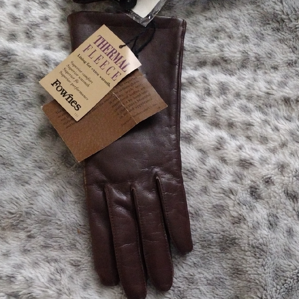 Fownes Women's Brown Leather Gloves with Thermal Fleece Lining
